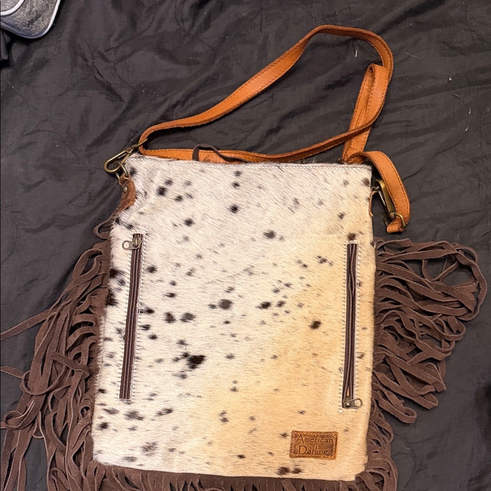 American Darling Spotted Tan and Brown Crossbody Bag